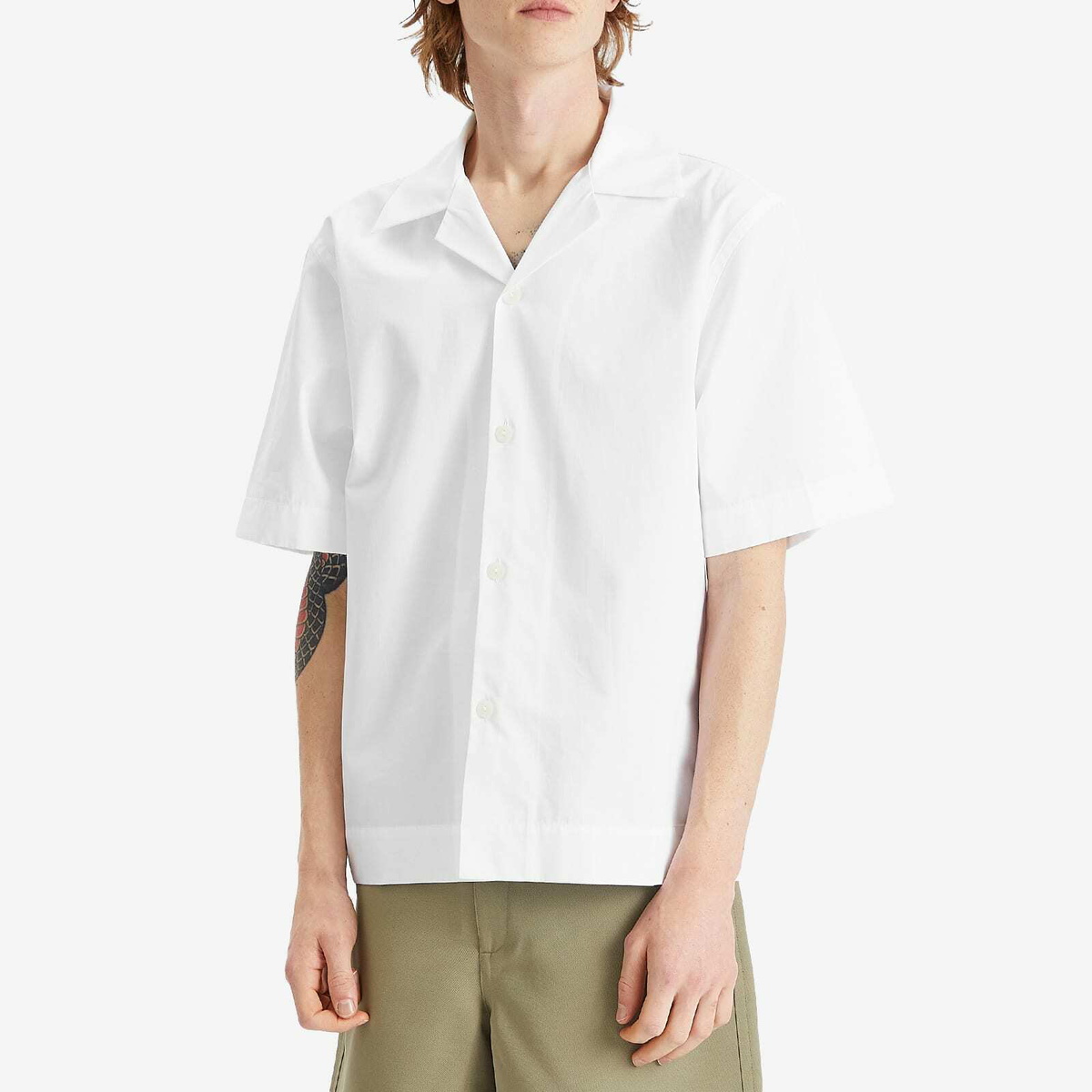 Róhe Men's Camp Collar Short Sleeve Shirt in Optic White