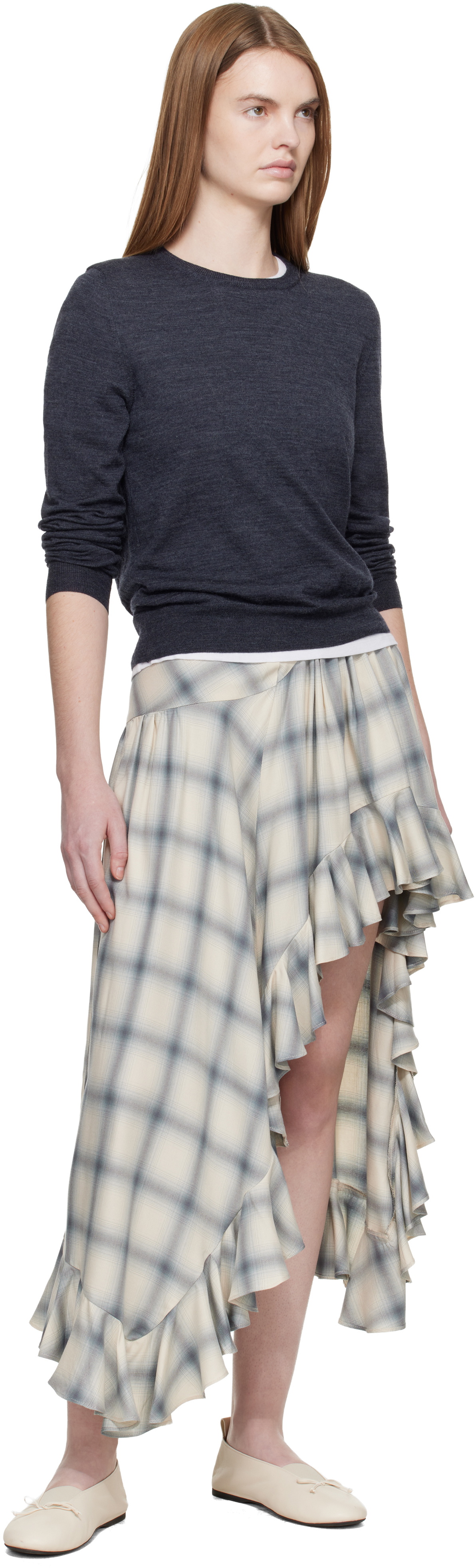 Collina Strada Off White Florist Midi Skirt