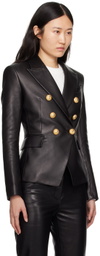 Balmain Black 6-Button Leather Jacket