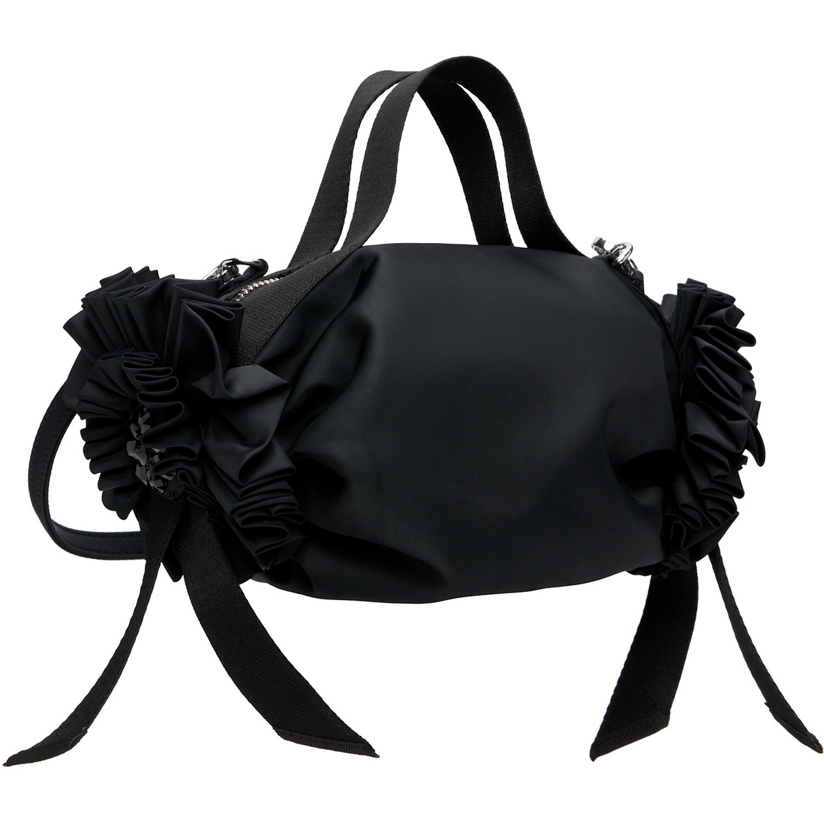 Simone Rocha Black Mini Double Ribbon Rosette Top Handle Bag