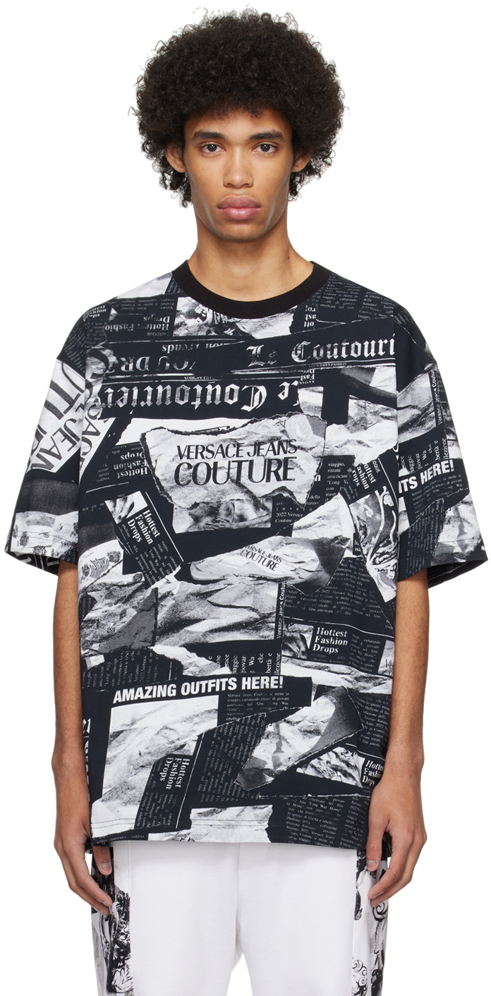 Versace Jeans Couture Black Magazine T-Shirt Versace