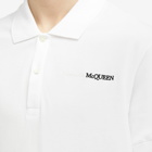 Alexander McQueen Men's Embroidered Logo Polo Shirt in Optical White
