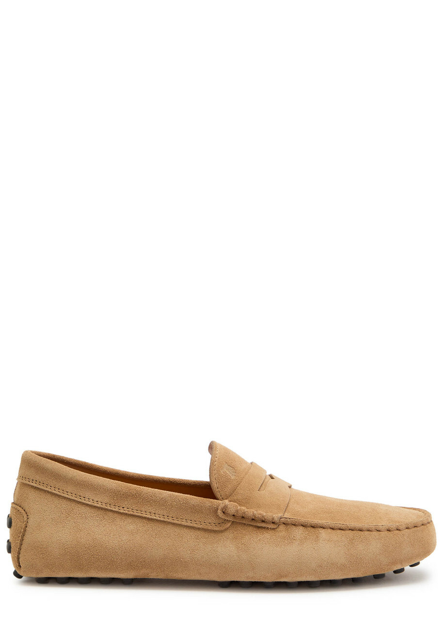 Tods Gommino Suede Loafers Beige