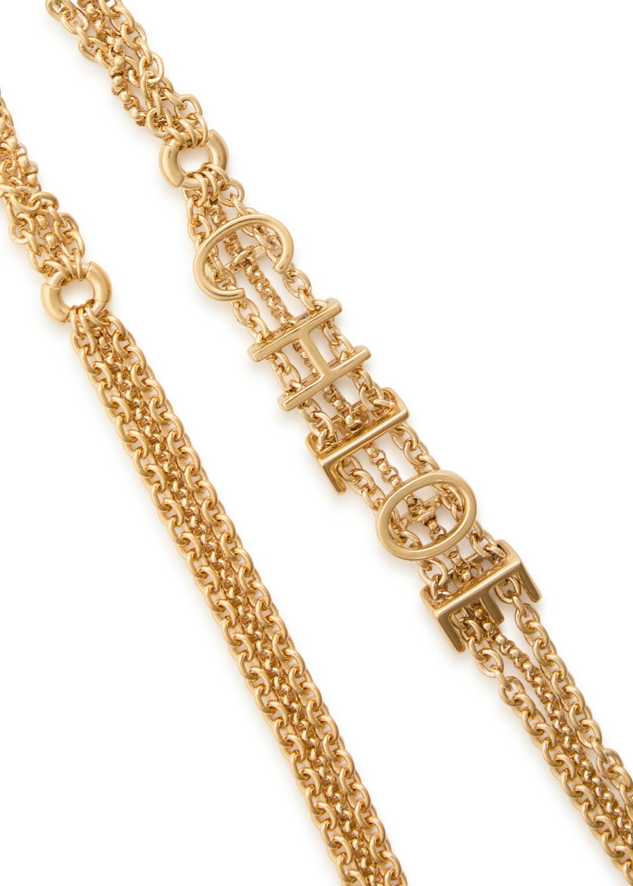 Chloe Mini Belt Logo-embellished Drop Necklace - Gold - One Size