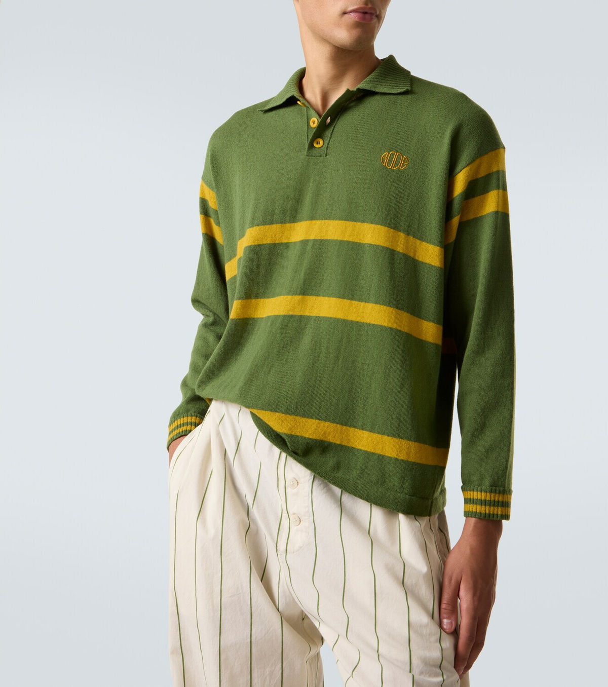 Bode Striped virgin wool polo sweater
