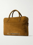 Métier - Closer Slim Leather-Trimmed Suede Briefcase