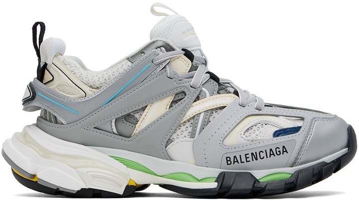 Photo: Balenciaga Silver & White Track Sneakers