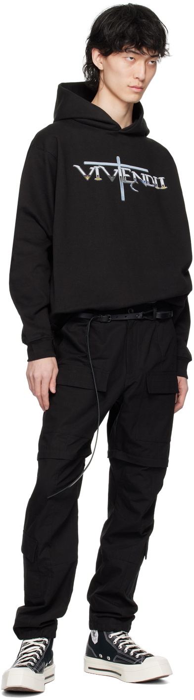 VIVENDII Black Printed Hoodie