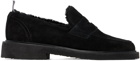 Thom Browne Black Shearling Penny Loafers