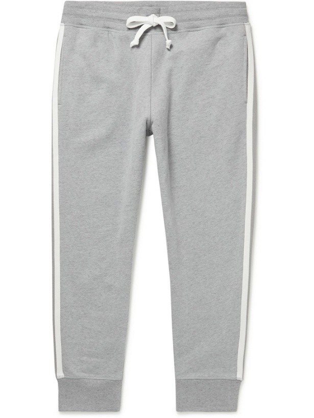 Photo: Kingsman - Tapered Striped Cotton and Cashmere-Blend Jersey Sweatpants - Gray