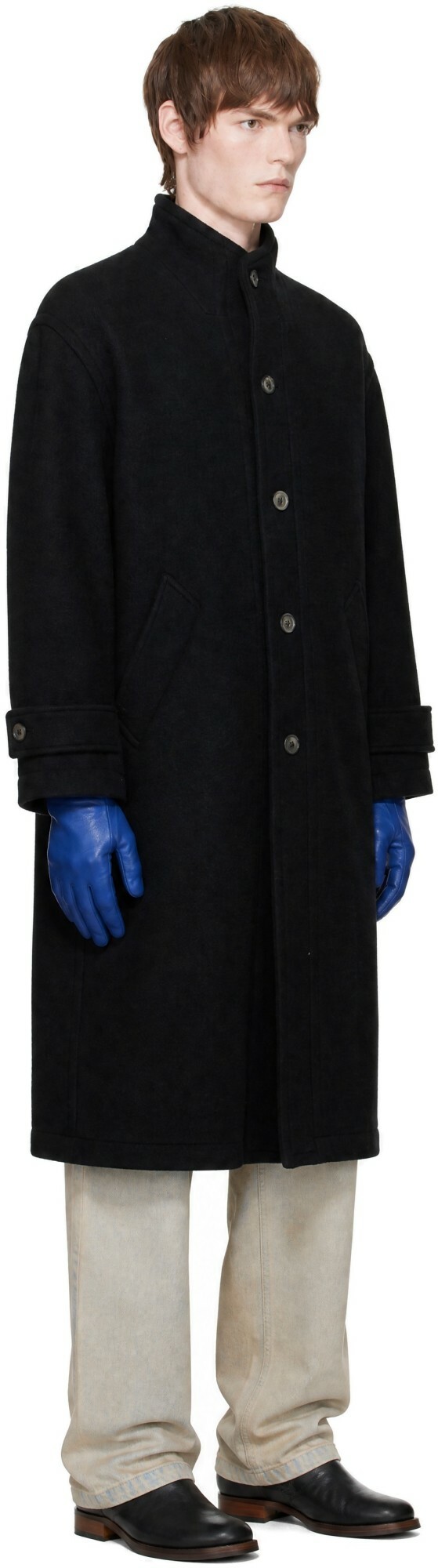 COOR Black Virgin Wool High Neck Coat