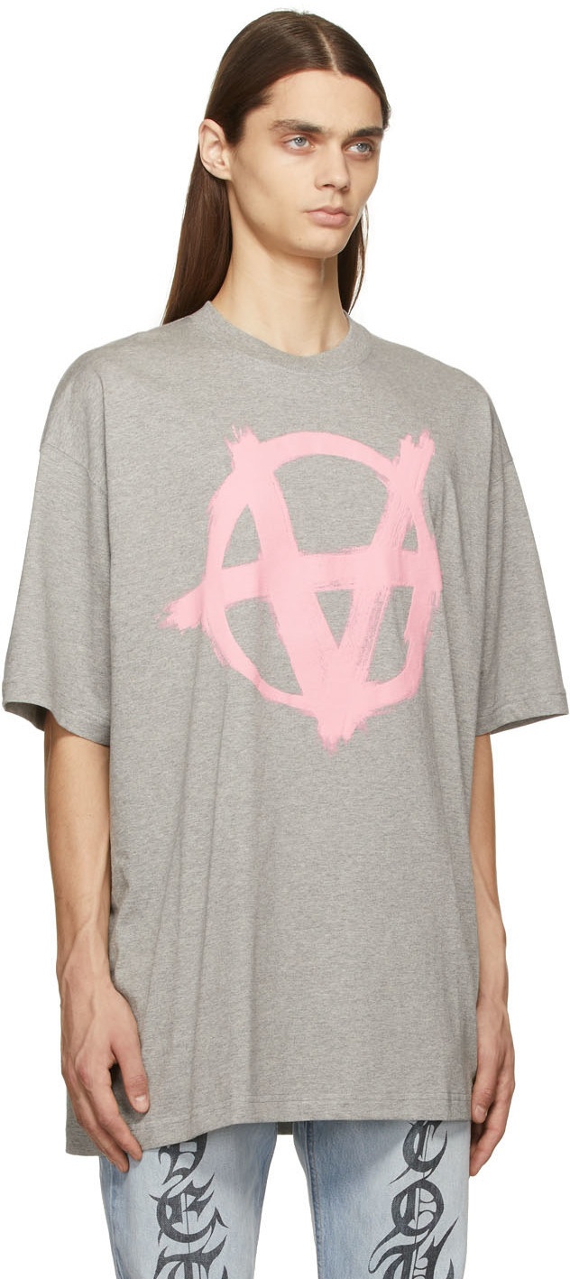 VETEMENTS Grey Double Anarchy T-Shirt Vetements