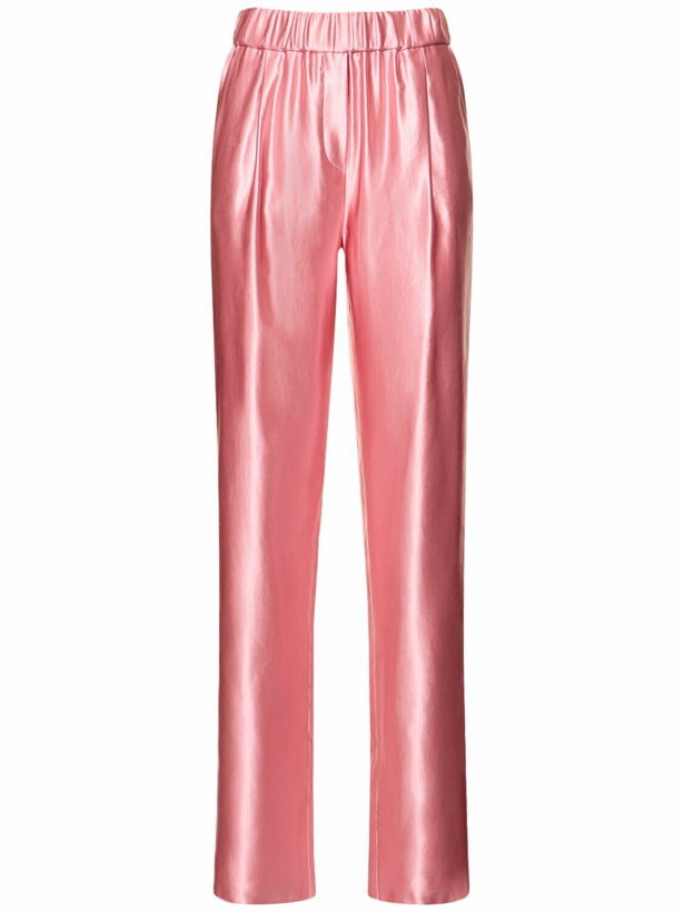 Photo: GIORGIO ARMANI - Pleated Silk & Linen Straight Pants