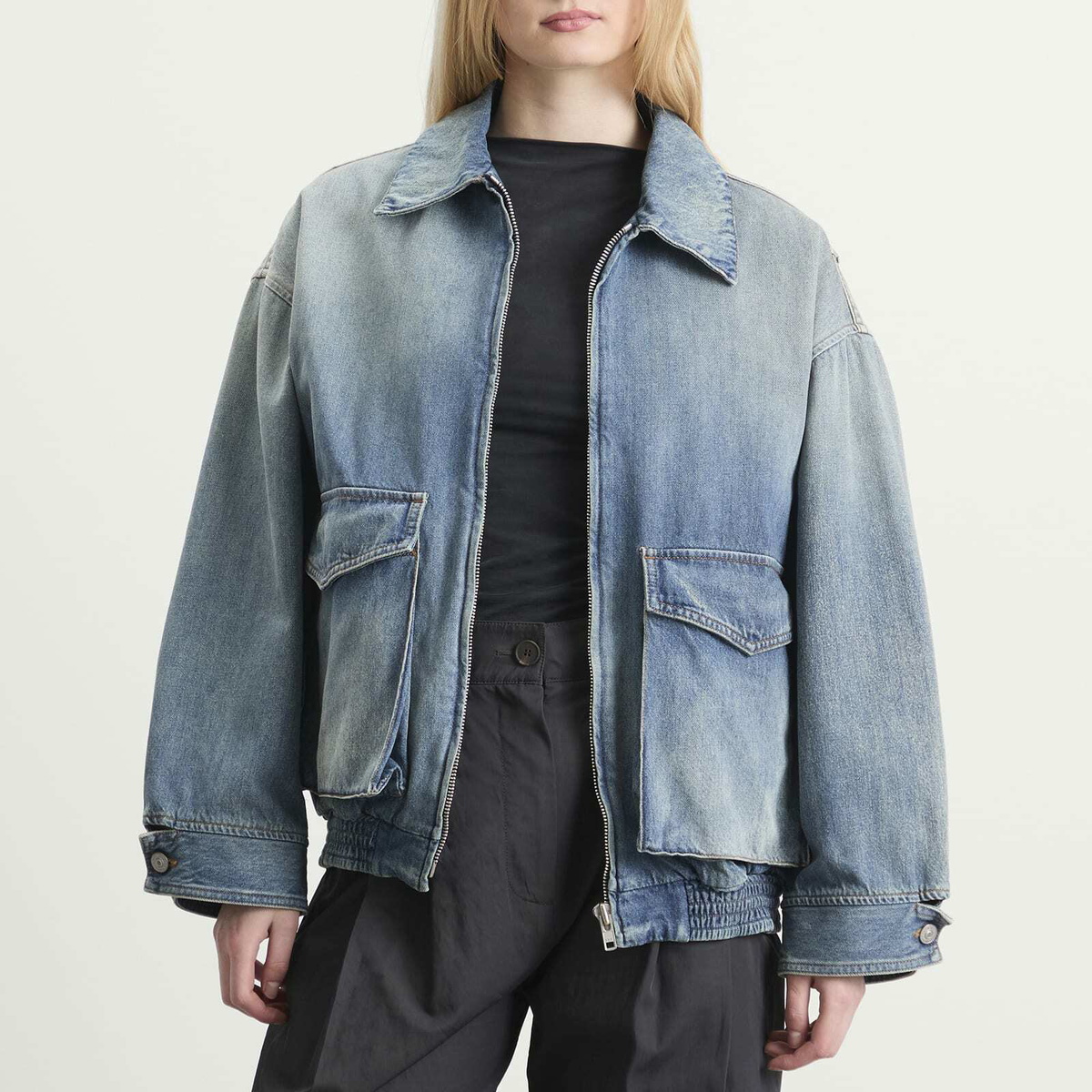 MM6 Maison Margiela Women's Denim Zip Jacket in Blue