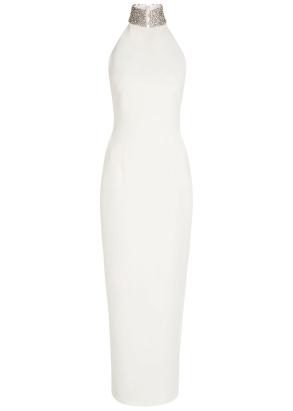 Photo: The New Arrivals Ilkyaz Ozel Hemingway Crystal-embellished Crepe Maxi Dress White