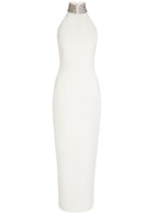 The New Arrivals Ilkyaz Ozel Hemingway Crystal-embellished Crepe Maxi Dress White