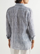 120% - Striped Linen Shirt - Blue