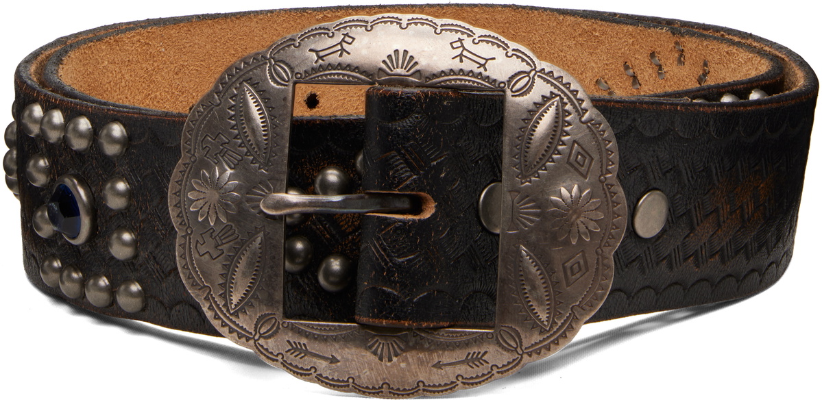 RRL Black Hand-Burnished Leather Belt RRL