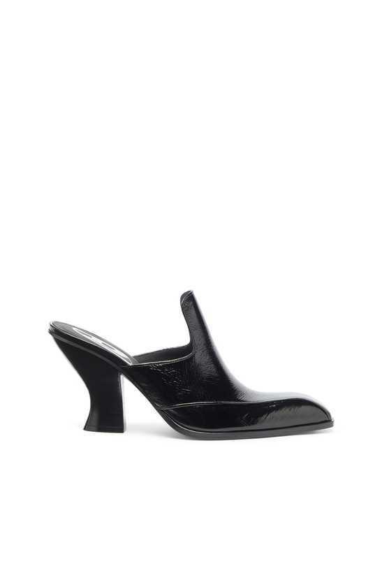 Photo: Diesel D-Luffy - Western-style mules in patent leather - Moccasins and Mules Womens in Black