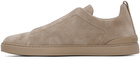 ZEGNA Taupe Triple Stitch Sneakers