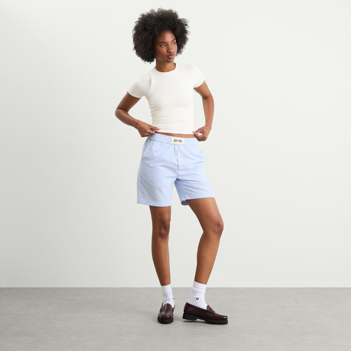 House Of Sunny Women's Seersucker Box Fit Shorts in Multi