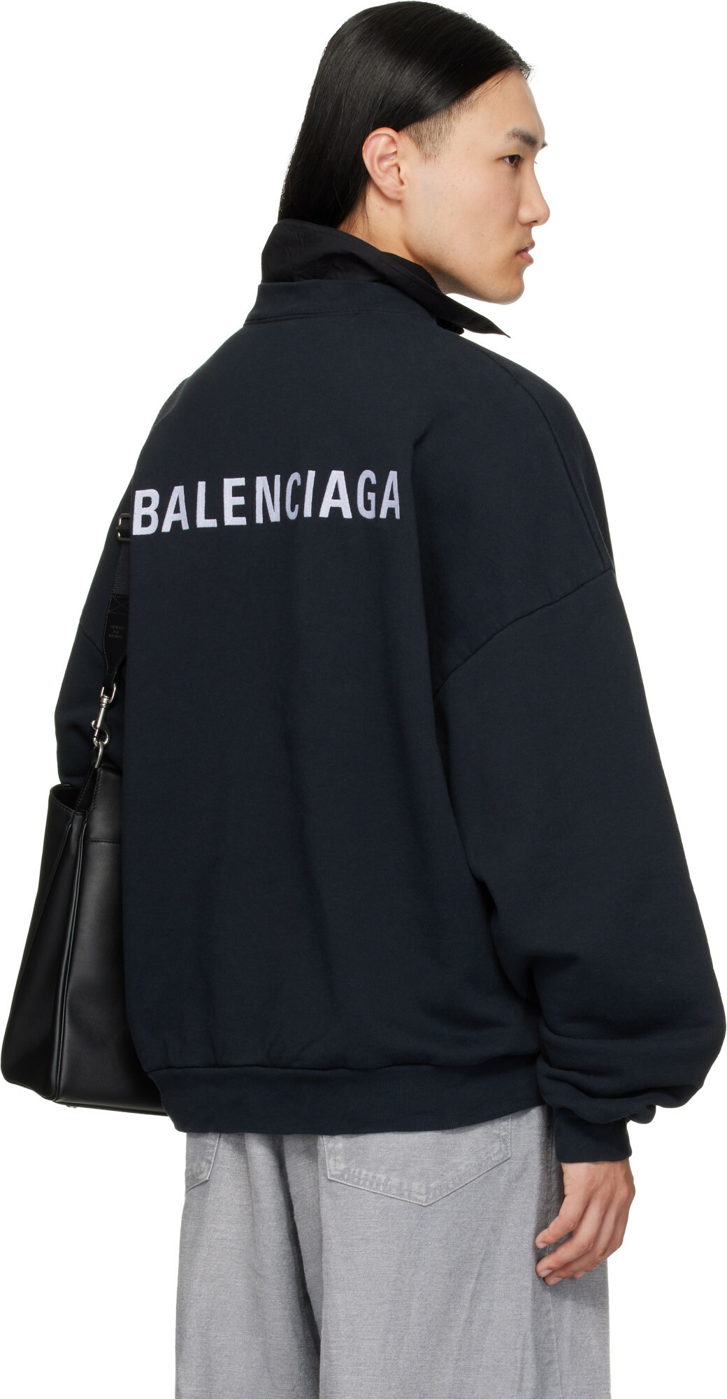Balenciaga Black Shirt Collar Sweatshirt