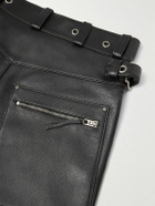 TOM FORD - Straight-Leg Eyelet-Embellished Paneled Full-Grain Leather Trousers - Black