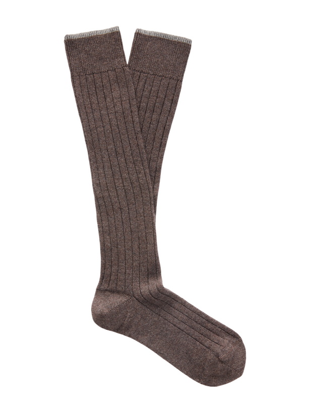 Photo: Brunello Cucinelli - Ribbed Cashmere Socks - Brown