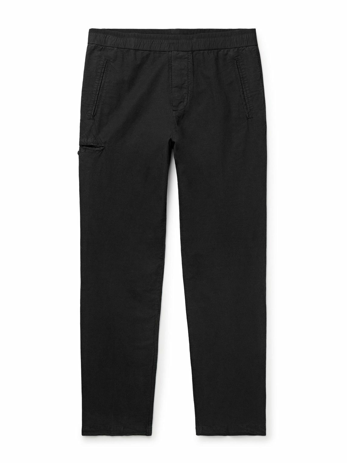 James Perse - Tapered Garment-Dyed Cotton and Hemp-Blend Trousers - Black