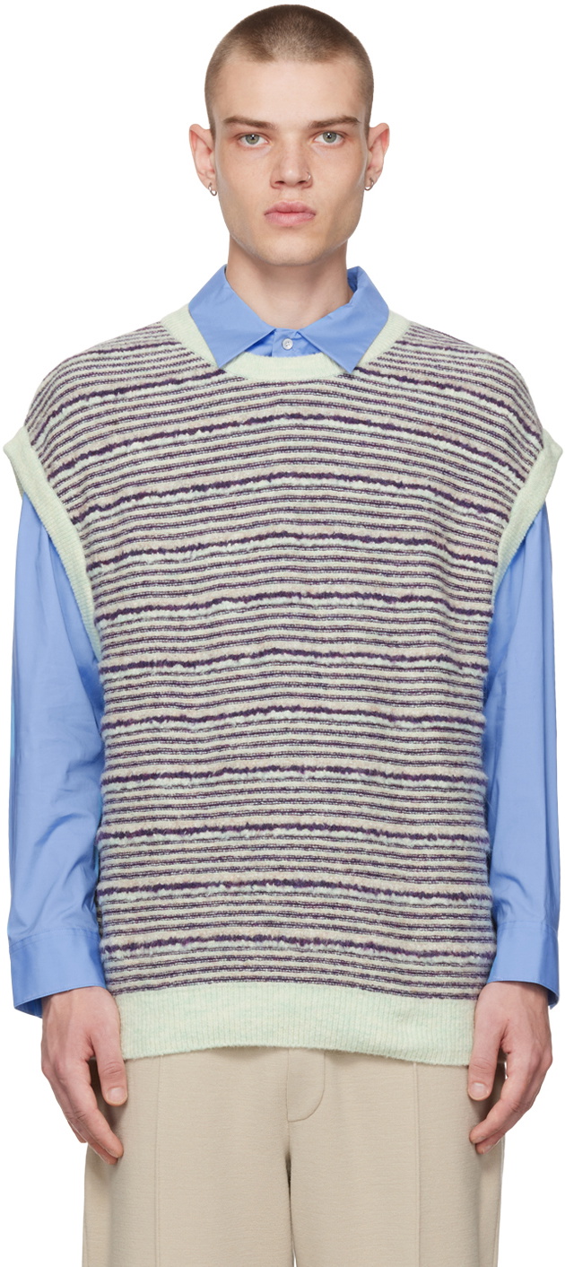 Solid Homme Purple Striped Vest