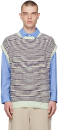 Solid Homme Purple Striped Vest