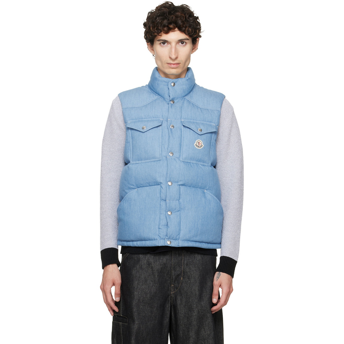 Moncler Blue Ervional Denim Down Vest