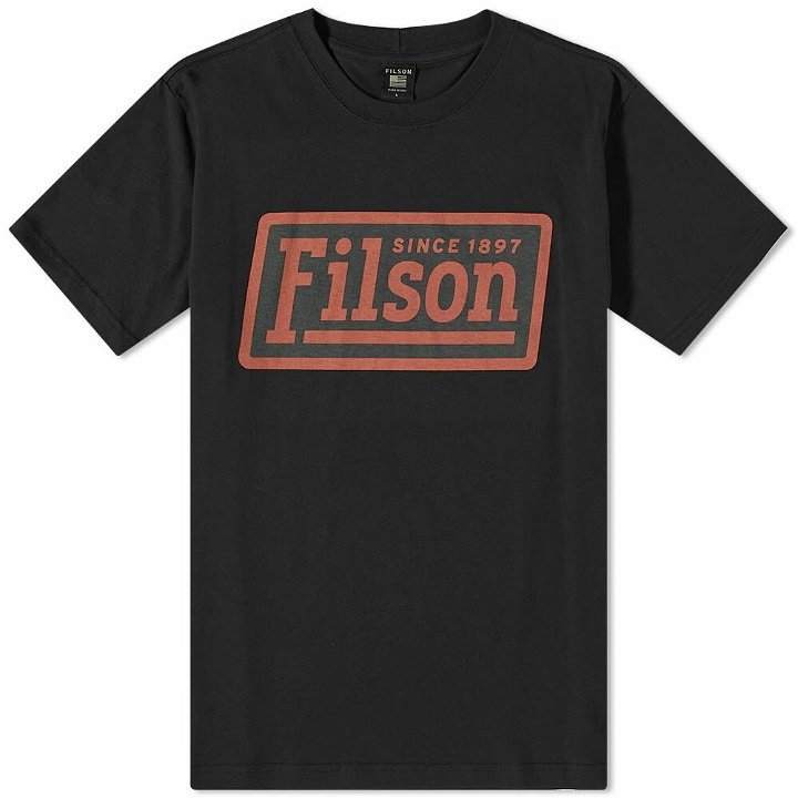 Photo: Filson Men's Pioneer Graphic T-Shirt in Black Filson Lab