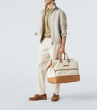 Brunello Cucinelli Leather-trimmed canvas duffel bag