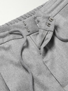 Brunello Cucinelli - Tapered Pleated Virgin Wool-Flannel Drawstring Trousers - Gray