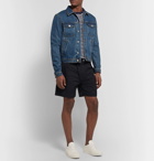 Holiday Boileau - Pleated Cotton-Twill Shorts - Midnight blue