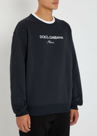 Dolce & Gabbana Logo-embroidered Cotton Sweatshirt Blue