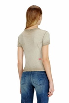 Diesel Slim T-shirt with tonal logo print - T-Shirts Womens in Beige