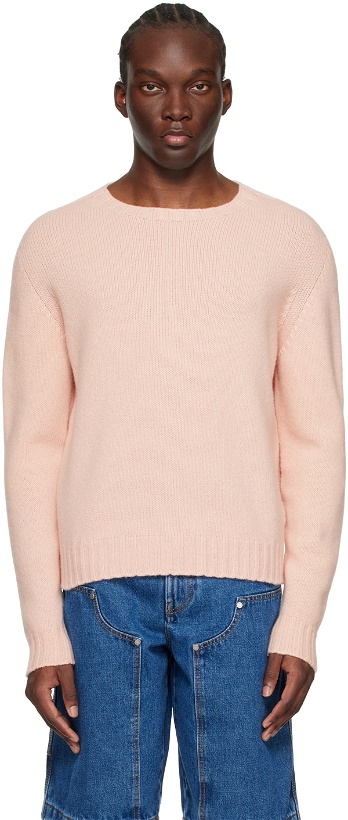 Photo: Palm Angels Pink Embroidered Sweater