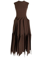 A.W.A.K.E Mode Checked Panelled Woven Midi Dress Brown