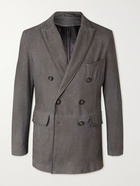 Giorgio Armani - Unstructured Double-Breasted Printed Suede Blazer - Gray