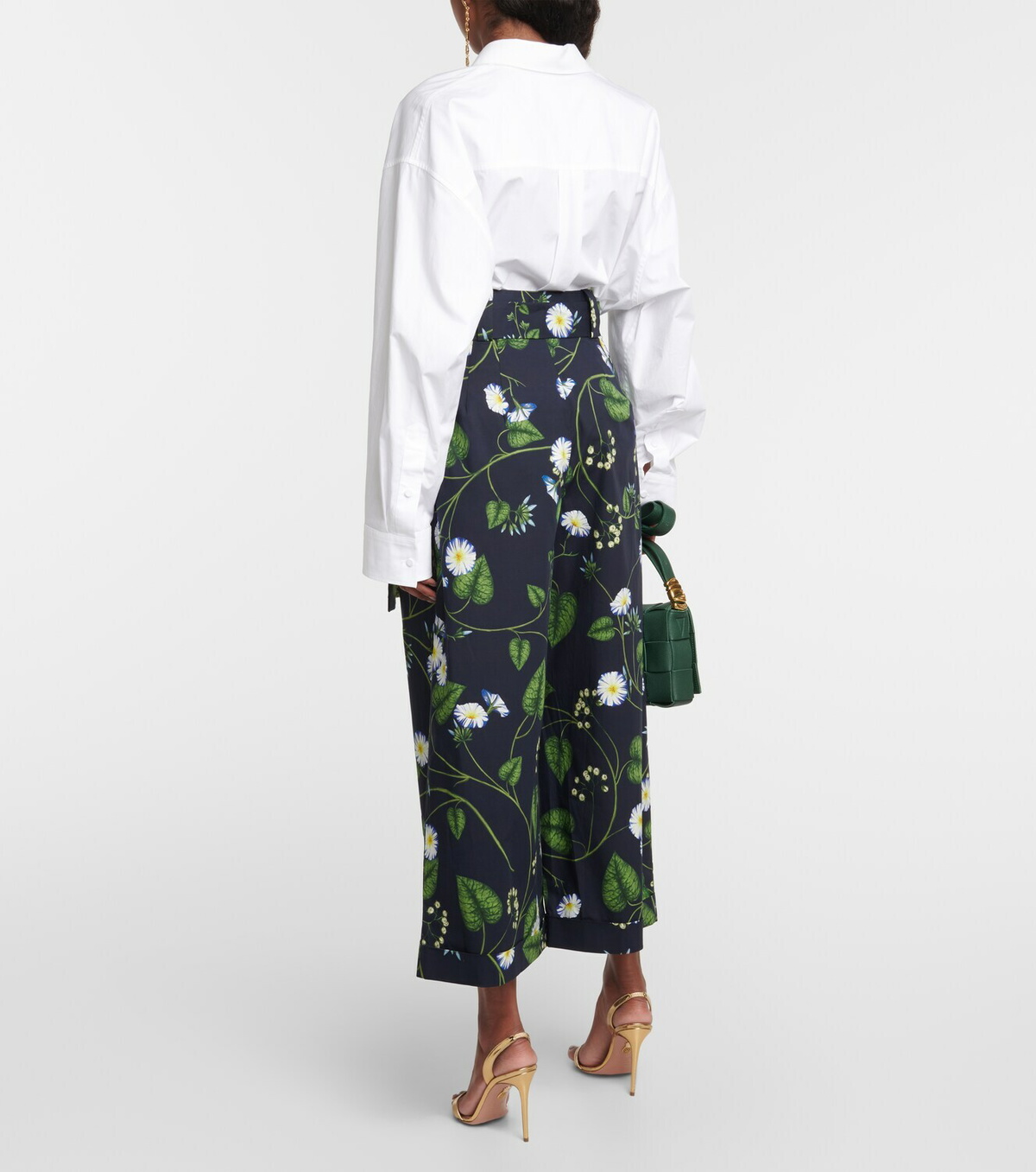 Oscar de la Renta Floral cotton poplin culottes