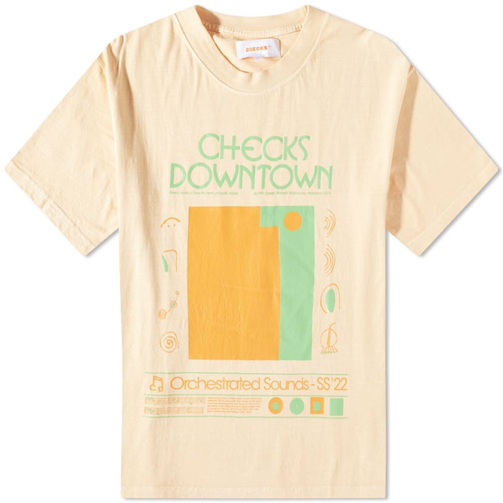 Photo: Checks Downtown Men's Orchestrated Sounds T-Shirt in Mustard