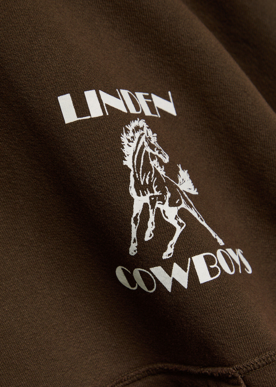 Cherry Los Angeles Cowboys Printed Hooded Cotton Sweatshirt Brown
