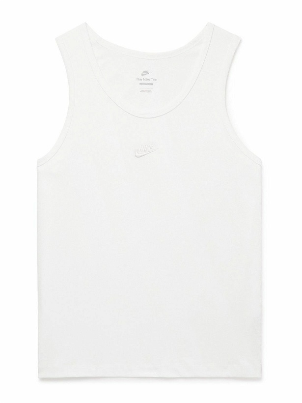 Photo: Nike - Premium Essentials Logo-Embroidered Cotton-Jersey Tank Top - White