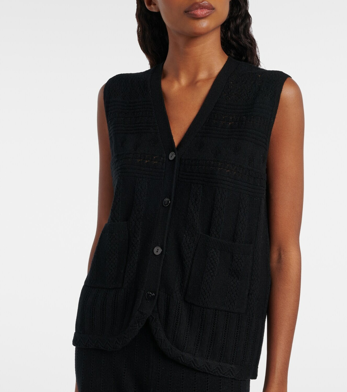 Eres Mixte pointelle wool and cashmere sweater vest