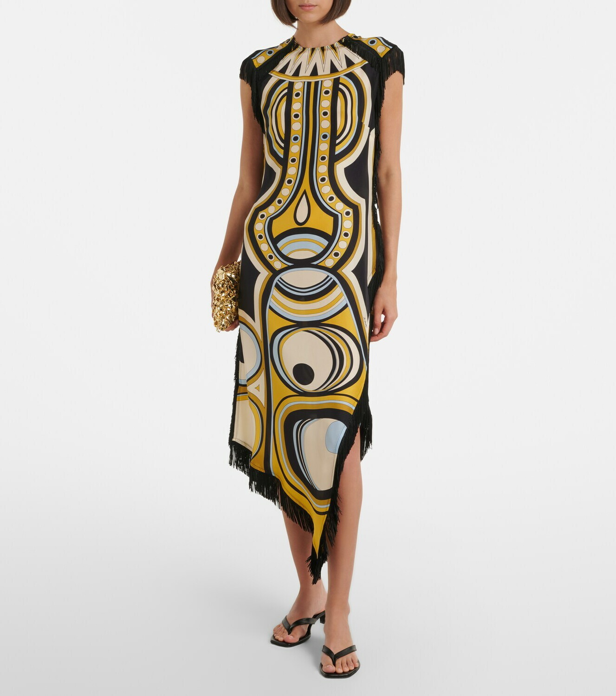 La DoubleJ Scarf fringed printed silk voile midi dress