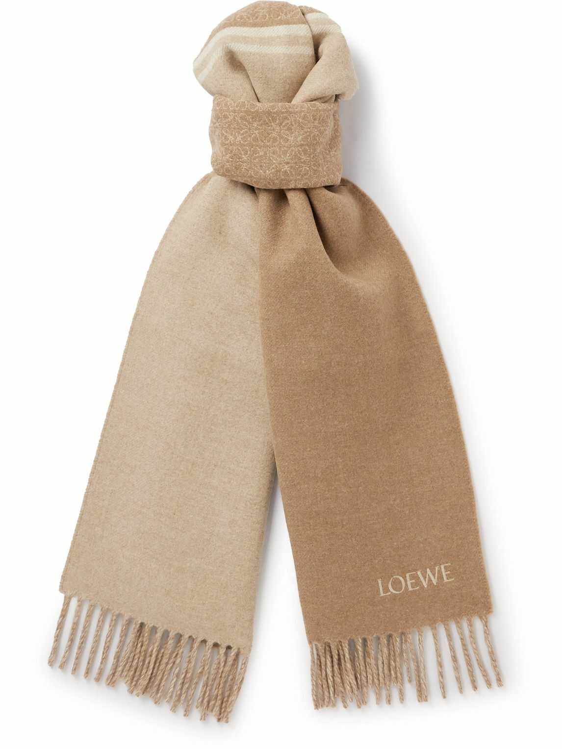 Loewe Logo Embroidered Fringed Wool And Cashmere Blend Scarf Loewe Loewe Logo Embroidered Fringed Wool And Cashmere Blend Scarf Loewe