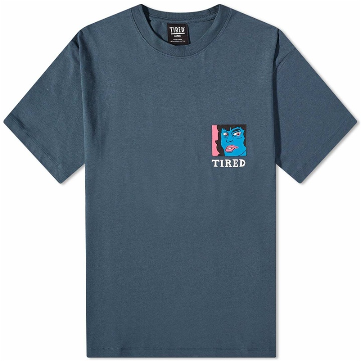 Photo: Tired Skateboards Men's Thumb Down T-Shirt in Orion Blue