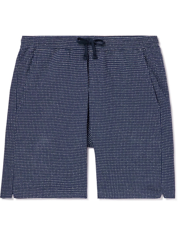 Photo: Universal Works - Lumber Straight-Leg Polka-Dot Cotton-Blend Drawstring Shorts - Blue